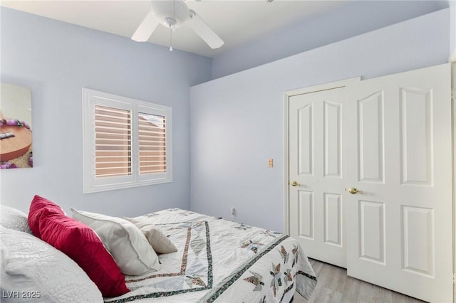 5441 Rose Hills St, Las Vegas, NV 89149 - bedroom with light wood-style floors and ceiling fan