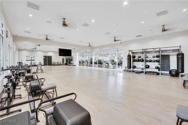 720 Webber Park St, Henderson, NV 89011 - gym featuring wood finished floors and recessed lighting