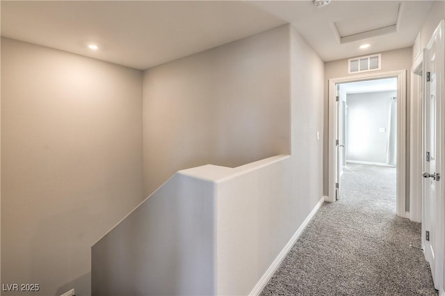 1201 Seaboard Ct, Henderson, NV 89002 - corridor featuring carpet flooring, an upstairs landing, attic access, recessed lighting, and baseboards