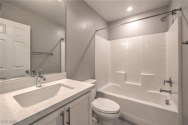 1201 Seaboard Ct, Henderson, NV 89002 - bathroom with toilet, vanity, shower / bath combination, and recessed lighting