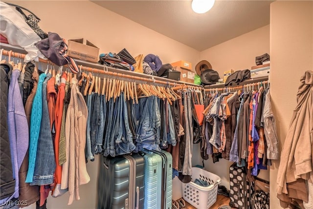 spacious closet with wood finished floors