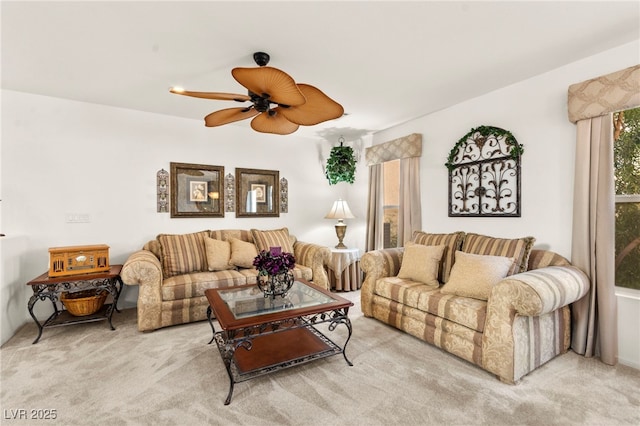 9522 Arrowhead Falls Ct, Las Vegas, NV 89148 - living room featuring light colored carpet and ceiling fan