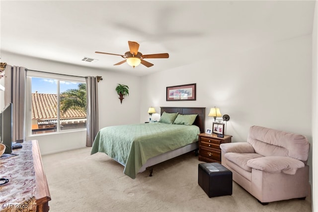 9522 Arrowhead Falls Ct, Las Vegas, NV 89148 - bedroom with light carpet and a ceiling fan