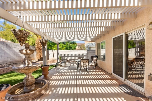 9522 Arrowhead Falls Ct, Las Vegas, NV 89148 - view of patio / terrace with a fenced backyard and a pergola