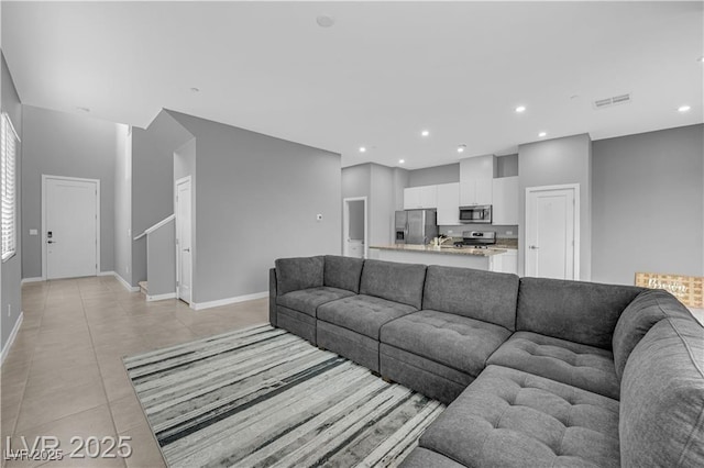 3192 Timorasso Ave, Henderson, NV 89044 - living area featuring recessed lighting, baseboards, and light tile patterned floors