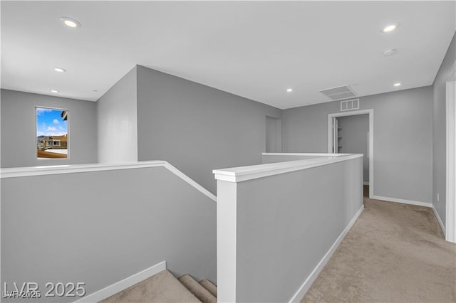 3192 Timorasso Ave, Henderson, NV 89044 - hall with an upstairs landing, carpet floors, baseboards, and recessed lighting