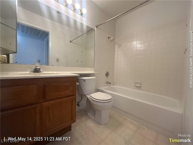 6512 Sterling Springs Pkwy, Las Vegas, NV 89108 - full bathroom featuring shower / bath combination, toilet, vanity, and tile patterned floors