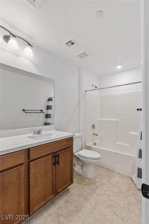 10376 Sadie Blake Ave, Las Vegas, NV 89166 - full bathroom featuring toilet, vanity, shower / bathtub combination with curtain, and tile patterned flooring