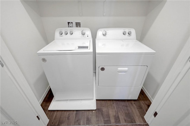 1125 Meadow Sparrow Pl, Henderson, NV 89011 - laundry area with washing machine and clothes dryer, wood finished floors, and baseboards