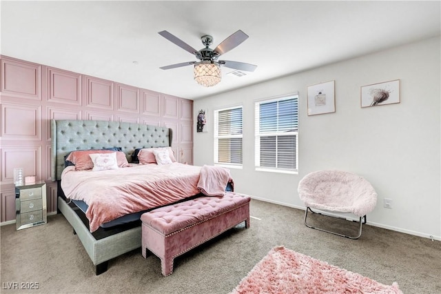1125 Meadow Sparrow Pl, Henderson, NV 89011 - bedroom featuring light carpet, baseboards, and a ceiling fan