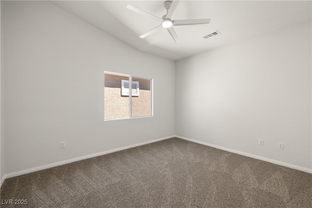 4607 El Camino Cabos Dr, Las Vegas, NV 89147 - spare room featuring carpet, a ceiling fan, lofted ceiling, and baseboards