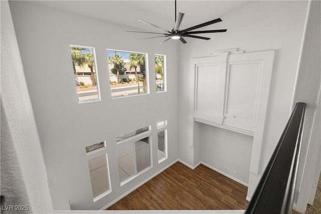 4607 El Camino Cabos Dr, Las Vegas, NV 89147 - entryway with dark wood-type flooring, ceiling fan, and baseboards