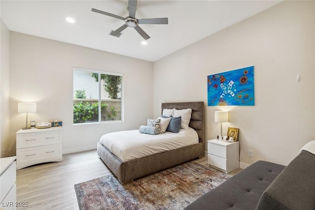 801 Aquitaine Ct, Las Vegas, NV 89145 - bedroom featuring light wood-type flooring, recessed lighting, and a ceiling fan