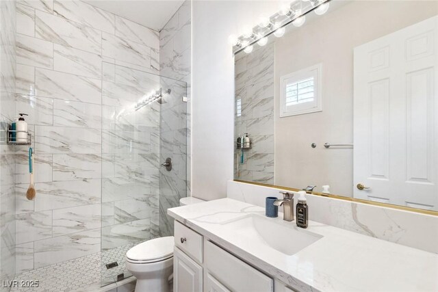 801 Aquitaine Ct, Las Vegas, NV 89145 - full bath featuring a marble finish shower and vanity