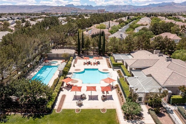 801 Aquitaine Ct, Las Vegas, NV 89145 - aerial view of residential area with mountains