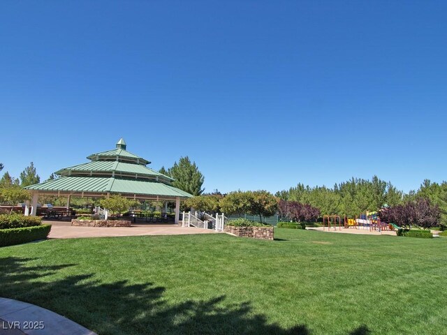 801 Aquitaine Ct, Las Vegas, NV 89145 - view of community featuring a gazebo and a yard