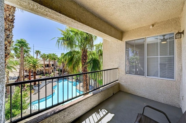 balcony with view of pool