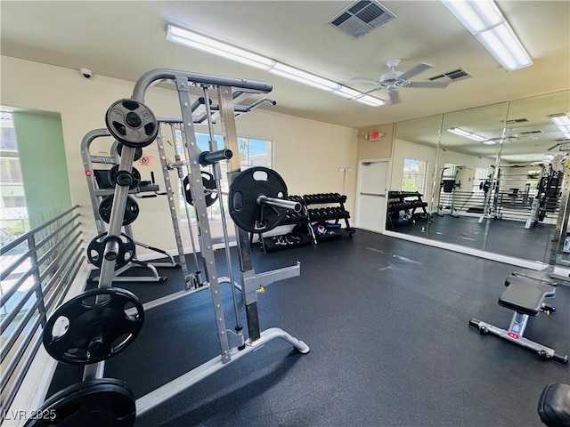 7173 S Durango Dr Unit 307, Las Vegas, NV 89113 - workout area featuring plenty of natural light and ceiling fan