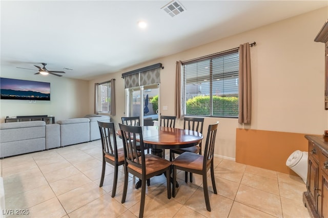 4524 Stardusk Falls Ave, North Las Vegas, NV 89084 - dining room with a ceiling fan and light tile patterned floors