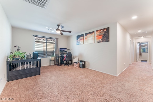 4524 Stardusk Falls Ave, North Las Vegas, NV 89084 - carpeted home office with baseboards and ceiling fan