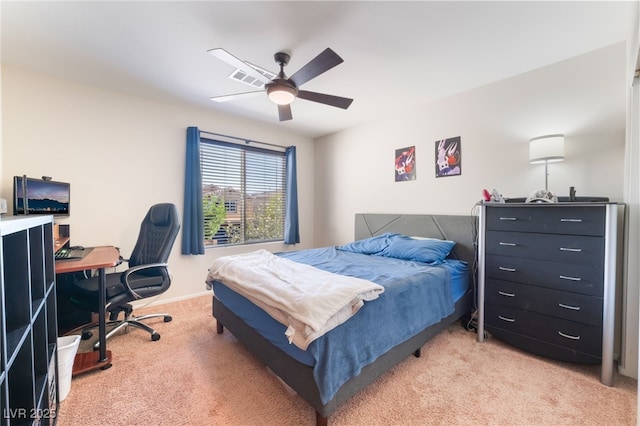 4524 Stardusk Falls Ave, North Las Vegas, NV 89084 - bedroom featuring light colored carpet, an office area, ceiling fan, and baseboards