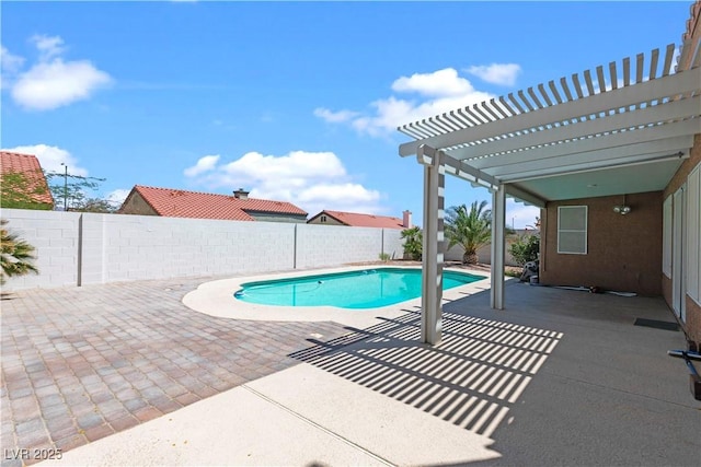 608 Blooming View Ave, North Las Vegas, NV 89032 - view of pool with a patio, a fenced backyard, and a pergola