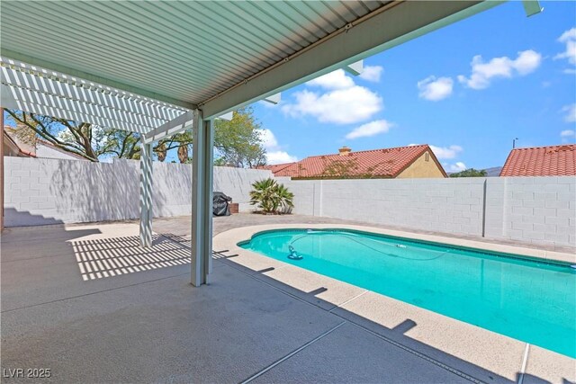 608 Blooming View Ave, North Las Vegas, NV 89032 - view of swimming pool featuring a patio area, a fenced backyard, and a pergola