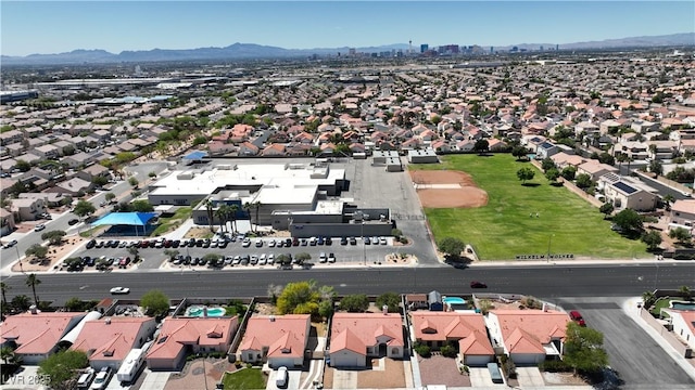 608 Blooming View Ave, North Las Vegas, NV 89032 - aerial view of property's location with a mountainous background and nearby suburban area