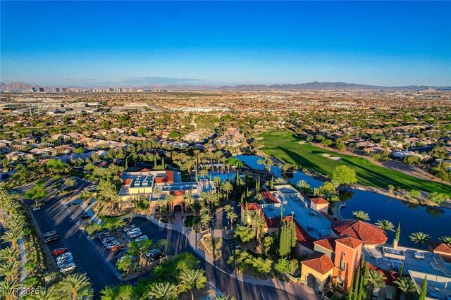 10237 Andante Ct, Las Vegas, NV 89135 - aerial perspective of suburban area featuring a water and mountain view and a local golf course