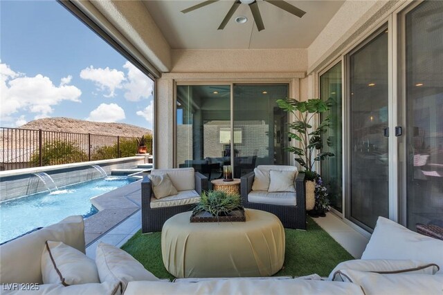 12844 New Providence St, Las Vegas, NV 89141 - view of patio featuring outdoor lounge area and ceiling fan