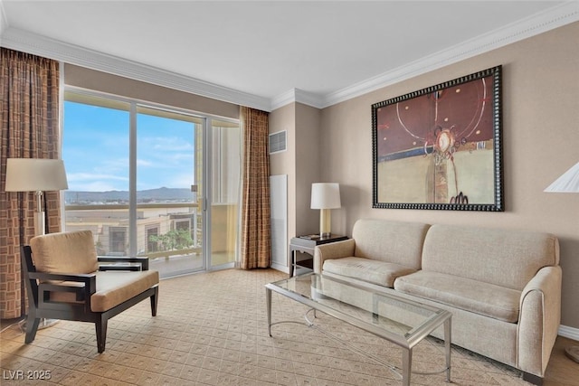 135 E Harmon Ave Unit 1102, Las Vegas, NV 89109 - living room featuring crown molding and baseboards