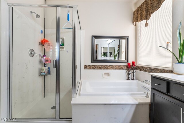 184 Cullerton St, Las Vegas, NV 89148 - full bathroom with a stall shower, a garden tub, and vanity