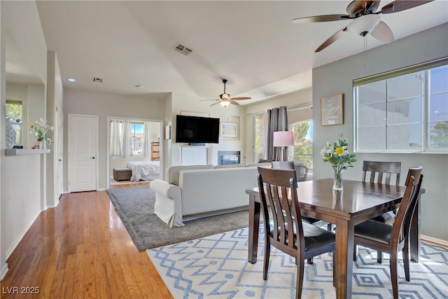 2325 Windmill Pkwy Unit 321, Henderson, NV 89074 - dining space featuring a ceiling fan, light wood-style flooring, recessed lighting, and baseboards