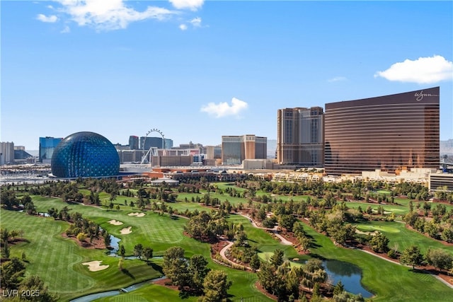 360 E Desert Inn Rd Unit 1901, Las Vegas, NV 89109 - bird's eye view of a skyline view, a nearby body of water, and a golf course
