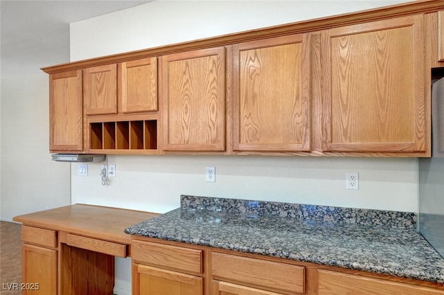 11444 Steponia Bay St, Las Vegas, NV 89141 - kitchen with open shelves and dark stone countertops