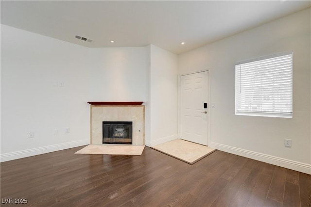 5250 S Rainbow Blvd Unit 2183, Las Vegas, NV 89118 - unfurnished living room with a fireplace, wood finished floors, baseboards, and recessed lighting