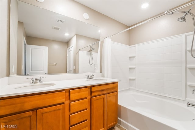 3855 Park Field Dr, Las Vegas, NV 89120 - bathroom with shower / bath combo with shower curtain and double vanity