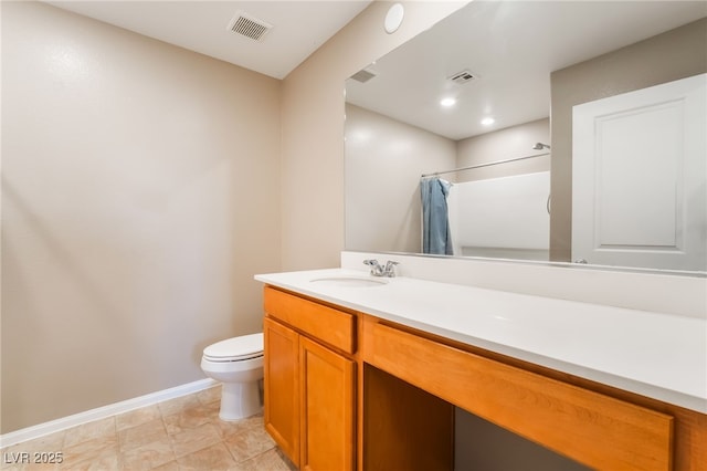 3855 Park Field Dr, Las Vegas, NV 89120 - bathroom with vanity, toilet, baseboards, and a shower with shower curtain