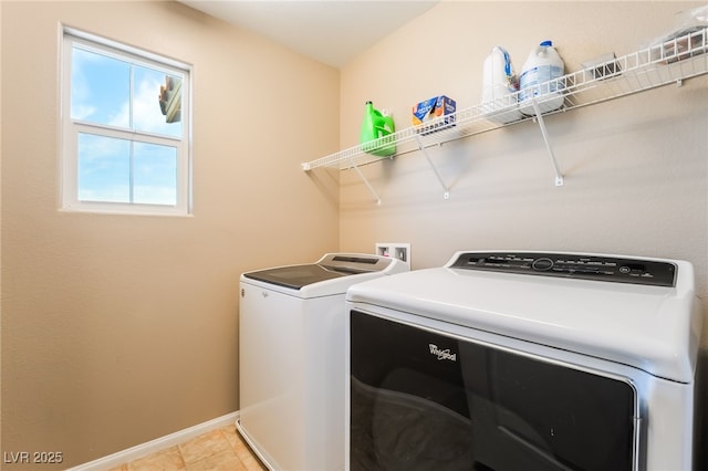 3855 Park Field Dr, Las Vegas, NV 89120 - laundry room featuring independent washer and dryer, baseboards, and light tile patterned flooring