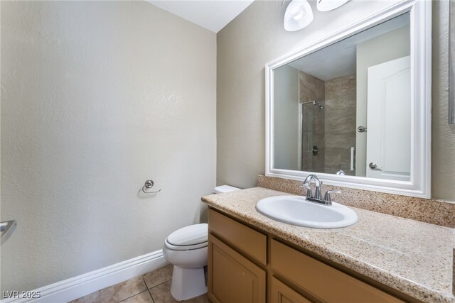 2700 N Rainbow Blvd Unit 1080, Las Vegas, NV 89108 - bathroom featuring tiled shower, tile patterned flooring, toilet, vanity, and baseboards