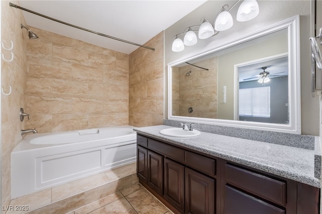 2700 N Rainbow Blvd Unit 1080, Las Vegas, NV 89108 - full bathroom with shower / washtub combination, tile patterned flooring, vanity, and a ceiling fan