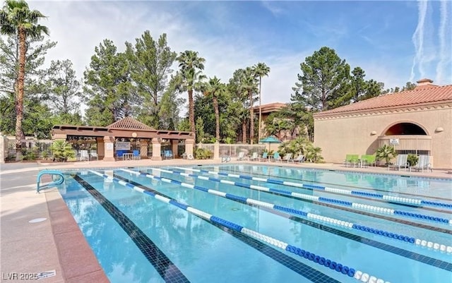 community pool with a patio