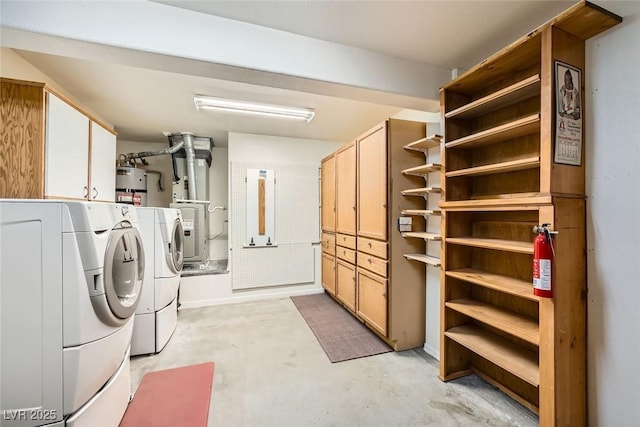 2520 Palmridge Dr, Las Vegas, NV 89134 - washroom with cabinet space, washer and dryer, water heater, and heating unit