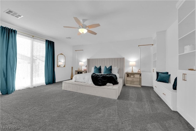 bedroom with carpet and ceiling fan