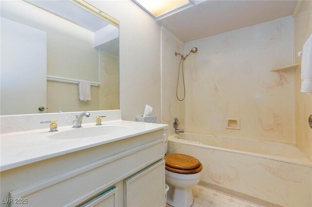 2700 Osborne Ln, Henderson, NV 89014 - bathroom with toilet, tile patterned floors, shower / bathtub combination, and vanity