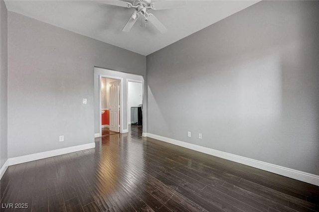 484 Merseyside Dr, Las Vegas, NV 89178 - empty room with baseboards, a ceiling fan, and dark wood-style flooring