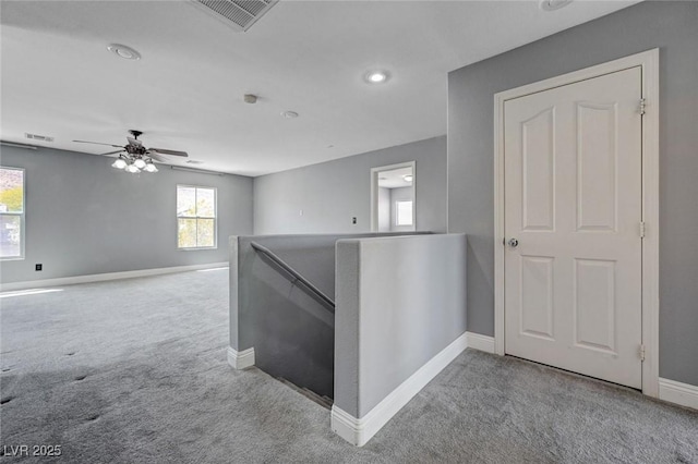484 Merseyside Dr, Las Vegas, NV 89178 - corridor with carpet flooring, baseboards, an upstairs landing, and recessed lighting
