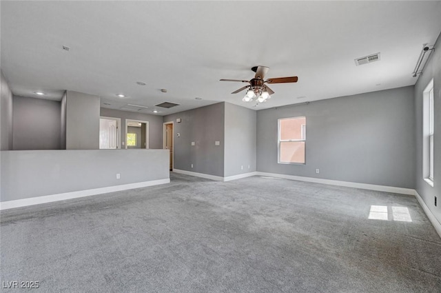 484 Merseyside Dr, Las Vegas, NV 89178 - empty room featuring carpet, a ceiling fan, baseboards, attic access, and recessed lighting