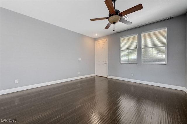 484 Merseyside Dr, Las Vegas, NV 89178 - spare room with baseboards, a ceiling fan, wood finished floors, and recessed lighting