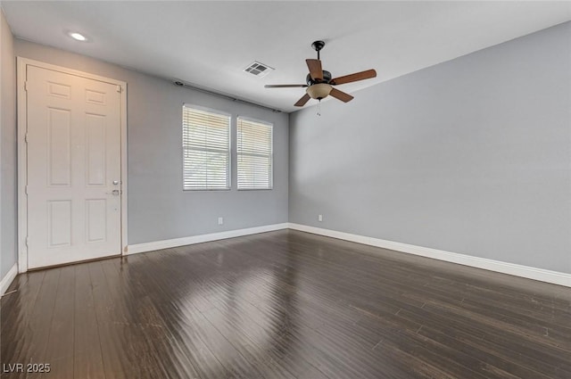 484 Merseyside Dr, Las Vegas, NV 89178 - empty room with a ceiling fan, wood finished floors, baseboards, and recessed lighting